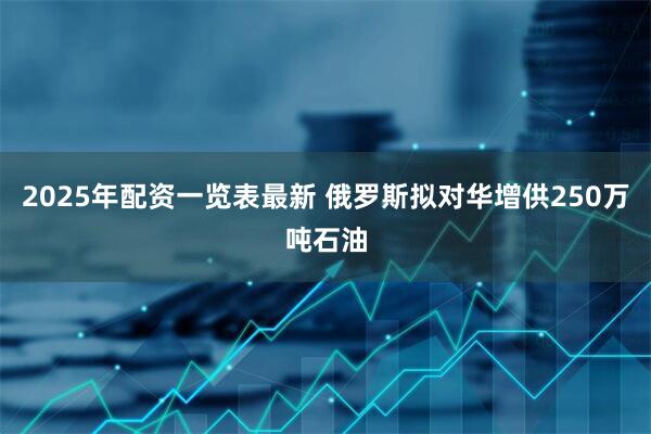 2025年配资一览表最新 俄罗斯拟对华增供250万吨石油