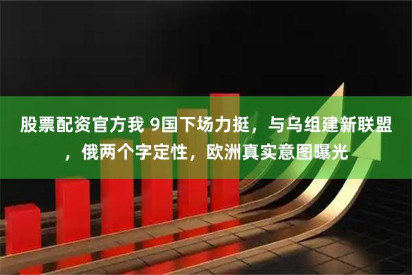 股票配资官方我 9国下场力挺，与乌组建新联盟，俄两个字定性，欧洲真实意图曝光